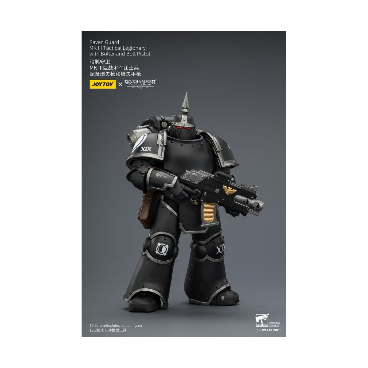 Joytoy - Warhammer - Escuadra Táctica Guardia Cuervo Mk III - Legionario Táctico Mk III con Bolter y Pistola de Proyectiles 1/18