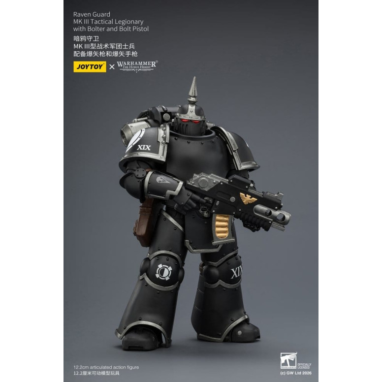 Joytoy - Warhammer - Escuadra Táctica Guardia Cuervo Mk III - Legionario Táctico Mk III con Bolter y Pistola de Proyectiles 1/18