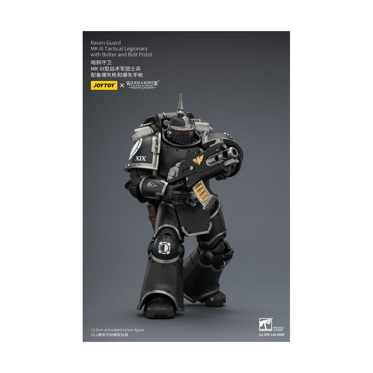 Joytoy - Warhammer - Escuadra Táctica Guardia Cuervo Mk III - Legionario Táctico Mk III con Bolter y Pistola de Proyectiles 1/18