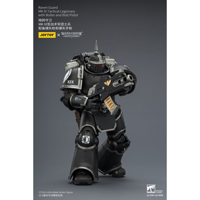 Joytoy - Warhammer - Escuadra Táctica Guardia Cuervo Mk III - Legionario Táctico Mk III con Bolter y Pistola de Proyectiles 1/18