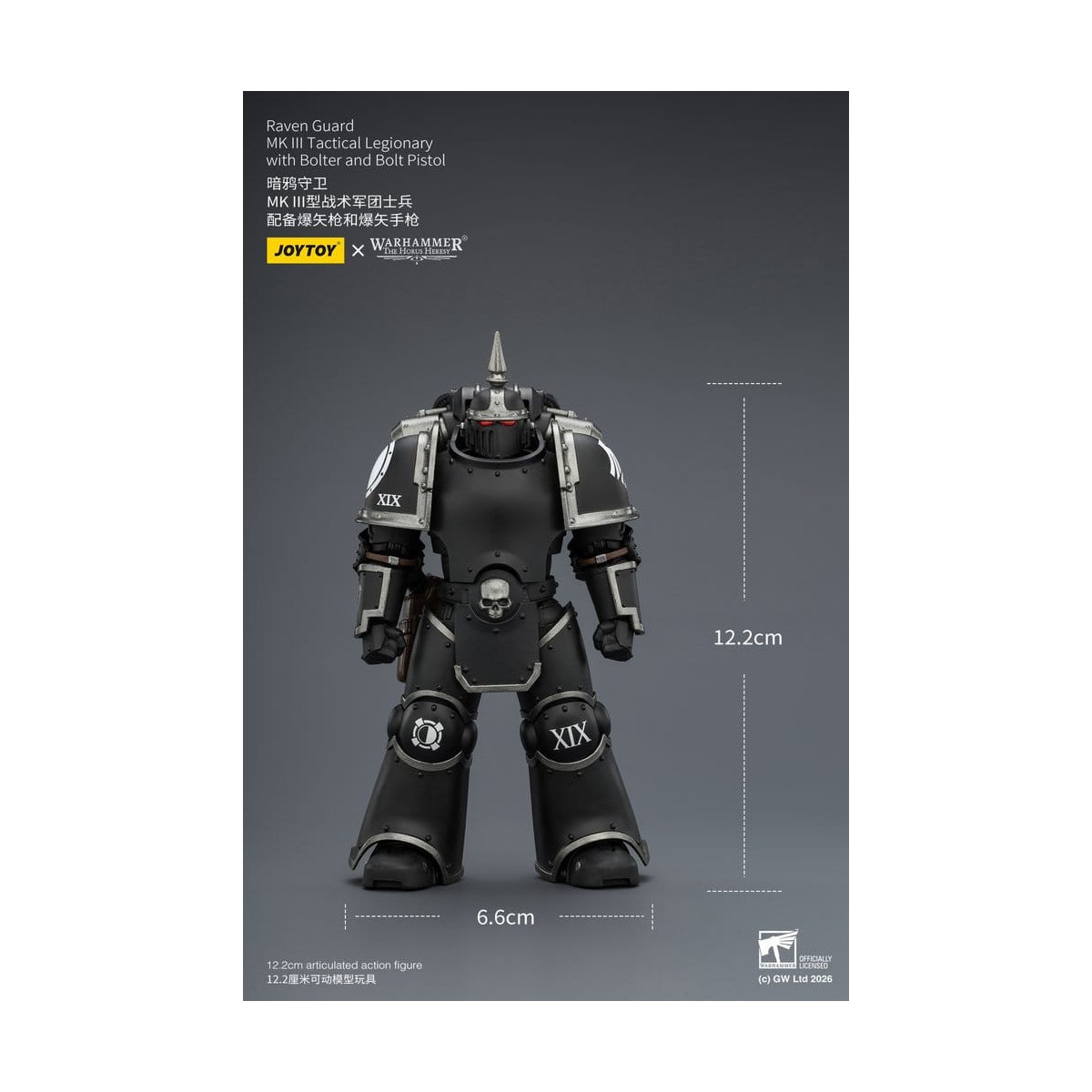 Joytoy - Warhammer - Escuadra Táctica Guardia Cuervo Mk III - Legionario Táctico Mk III con Bolter y Pistola de Proyectiles 1/18