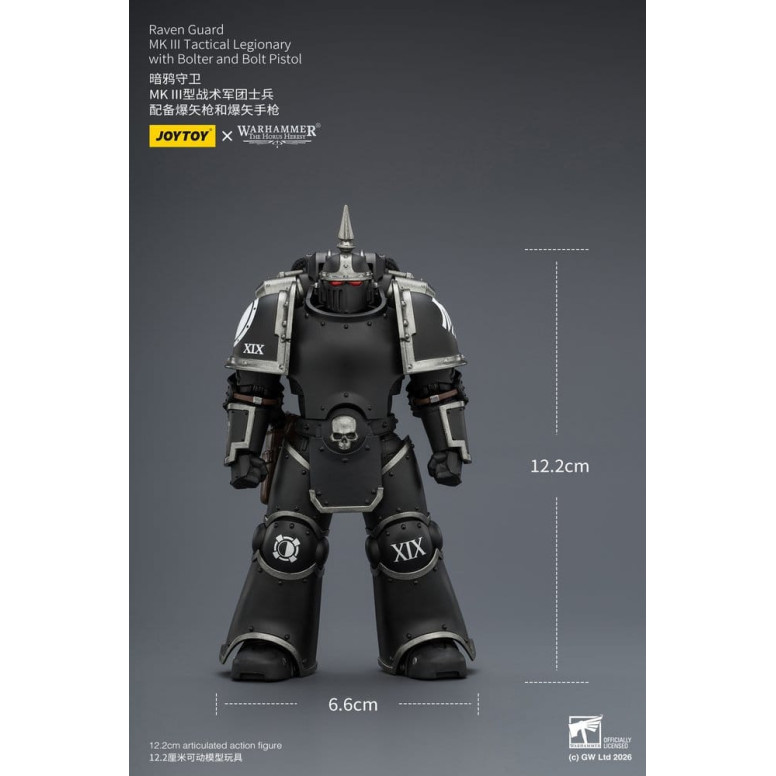 Joytoy - Warhammer - Escuadra Táctica Guardia Cuervo Mk III - Legionario Táctico Mk III con Bolter y Pistola de Proyectiles 1/18
