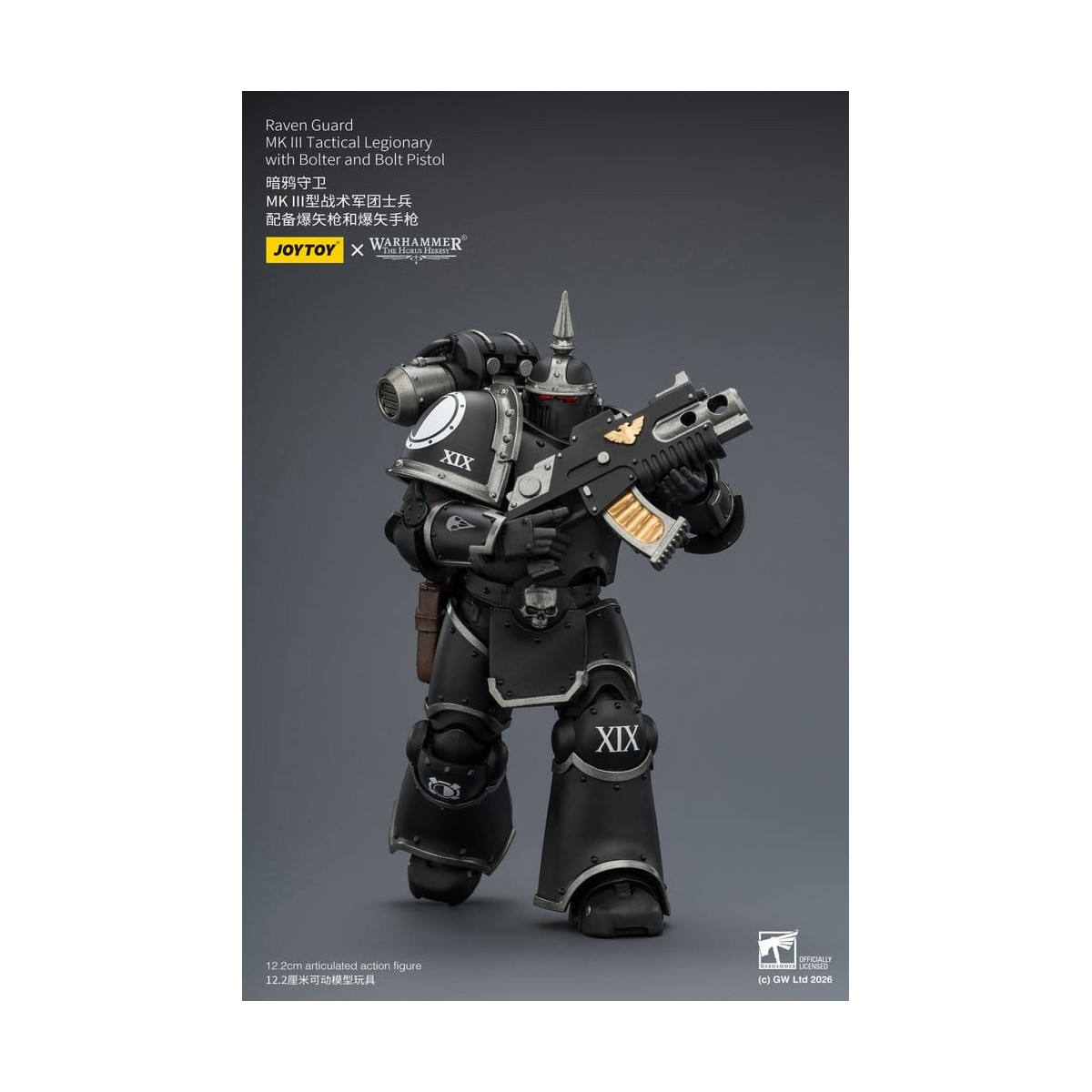 Joytoy - Warhammer - Escuadra Táctica Guardia Cuervo Mk III - Legionario Táctico Mk III con Bolter y Pistola de Proyectiles 1/18
