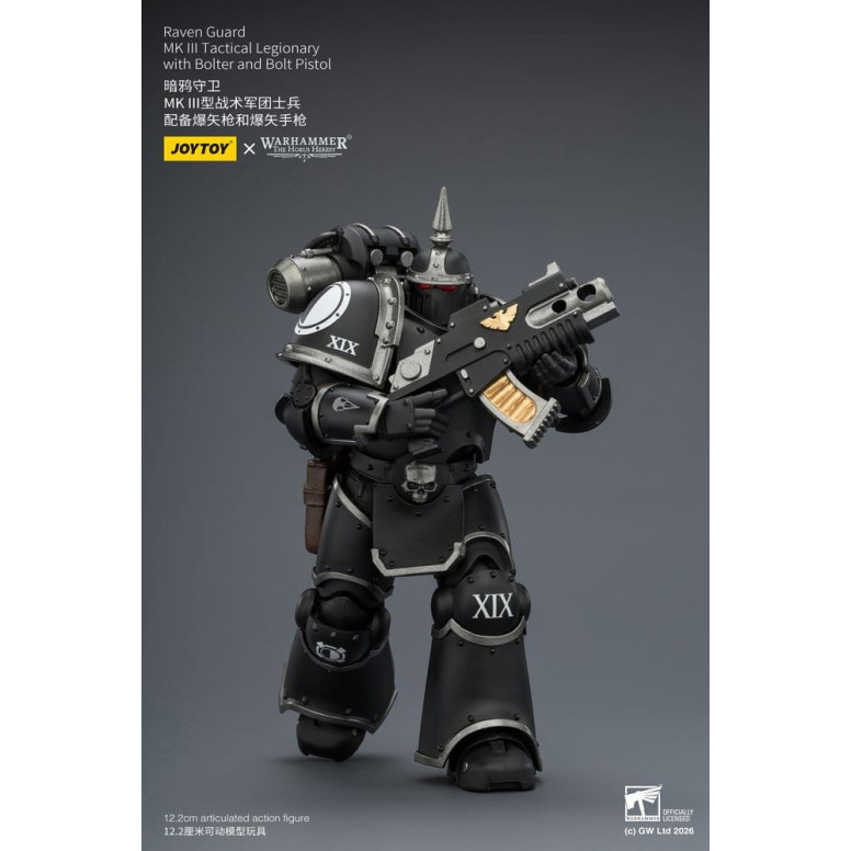 Joytoy - Warhammer - Escuadra Táctica Guardia Cuervo Mk III - Legionario Táctico Mk III con Bolter y Pistola de Proyectiles 1/18