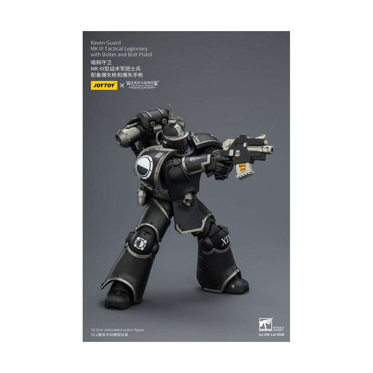 Joytoy - Warhammer - Escuadra Táctica Guardia Cuervo Mk III - Legionario Táctico Mk III con Bolter y Pistola de Proyectiles 1/18