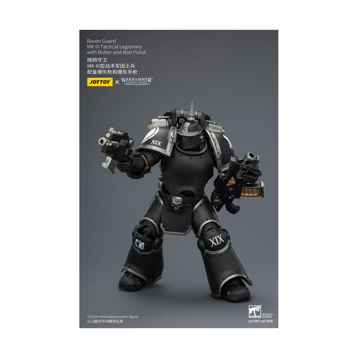 Joytoy - Warhammer - Escuadra Táctica Guardia Cuervo Mk III - Legionario Táctico Mk III con Bolter y Pistola de Proyectiles 1/18