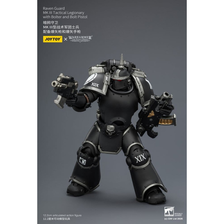 Joytoy - Warhammer - Escuadra Táctica Guardia Cuervo Mk III - Legionario Táctico Mk III con Bolter y Pistola de Proyectiles 1/18