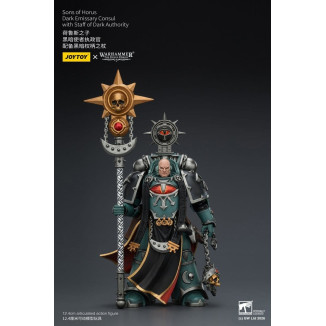 JoyToy Space Marines - Sons of Horus - Cónsul Emisario Oscuro con Bastón de Autoridad Oscura 1/18 - La Herejía de Horus