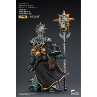 JoyToy Space Marines - Sons of Horus - Cónsul Emisario Oscuro con Bastón de Autoridad Oscura 1/18 - La Herejía de Horus