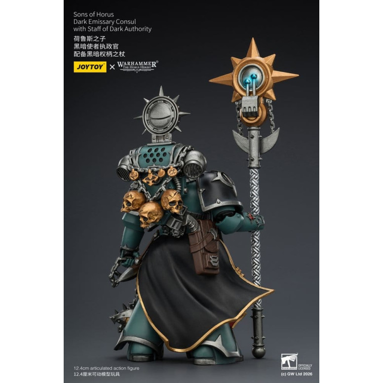 JoyToy Space Marines - Sons of Horus - Cónsul Emisario Oscuro con Bastón de Autoridad Oscura 1/18 - La Herejía de Horus