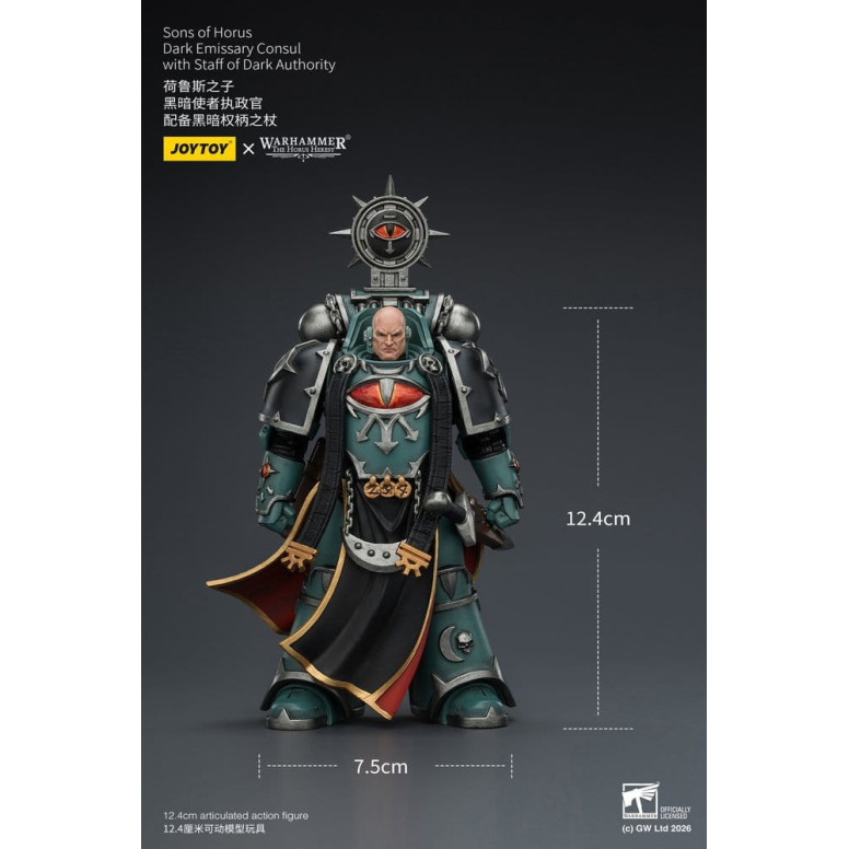 JoyToy Space Marines - Sons of Horus - Cónsul Emisario Oscuro con Bastón de Autoridad Oscura 1/18 - La Herejía de Horus