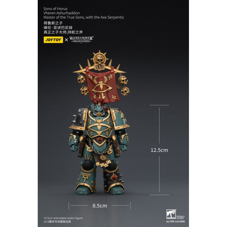 JoyToy Space Marines - Sons of Horus - Vheren Ashurhaddon Maestro de los Verdaderos Hijos con el Hacha Serpentis 1/18 - La Herej
