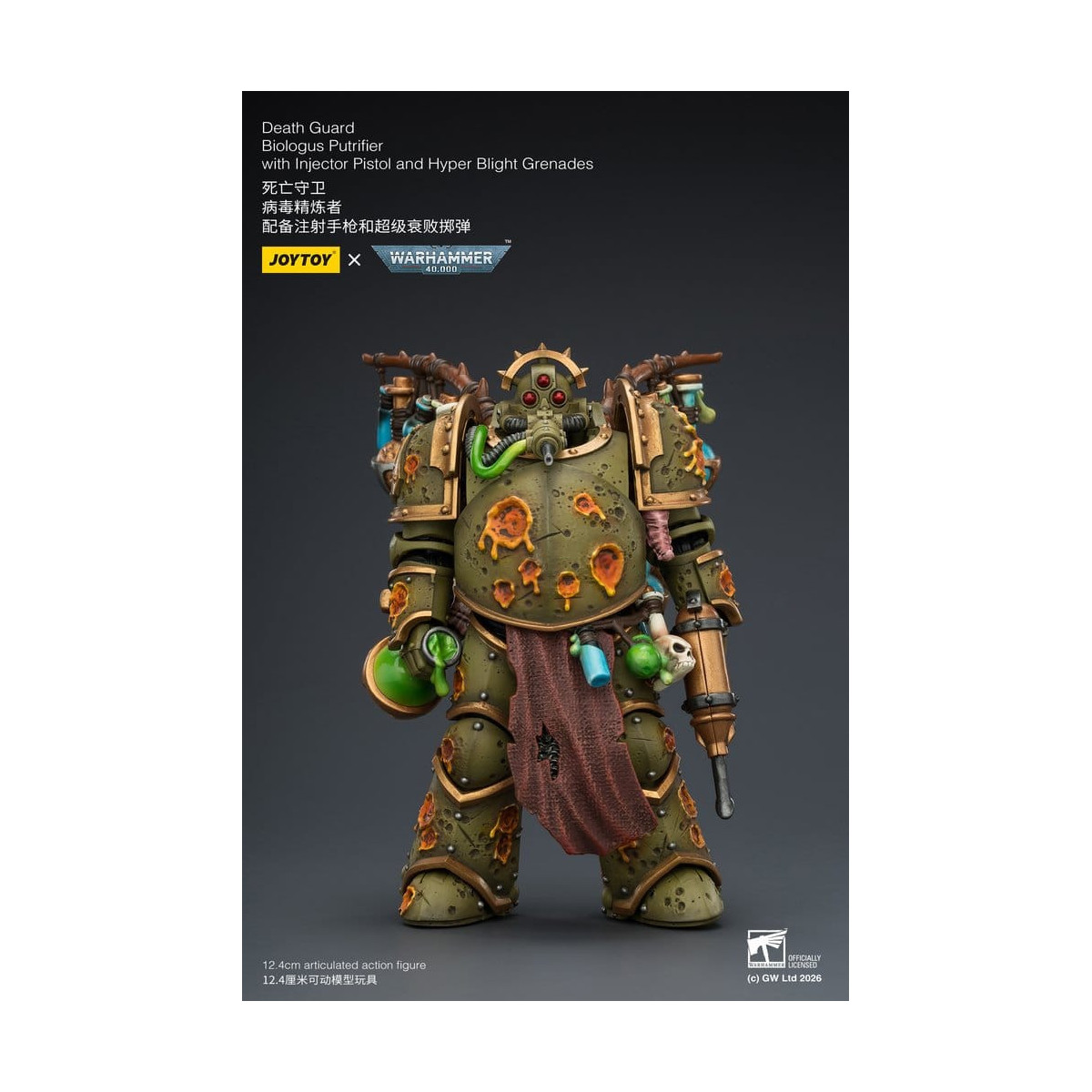 Joytoy - Guardia de la Muerte - Biologus Putrifier con pistola inyectora y granadas Hyper Blight 1/18 - Warhammer 40k