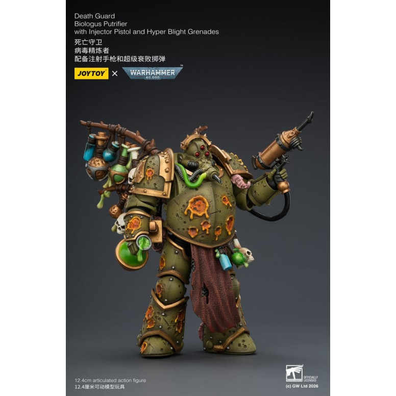 Joytoy - Guardia de la Muerte - Biologus Putrifier con pistola inyectora y granadas Hyper Blight 1/18 - Warhammer 40k