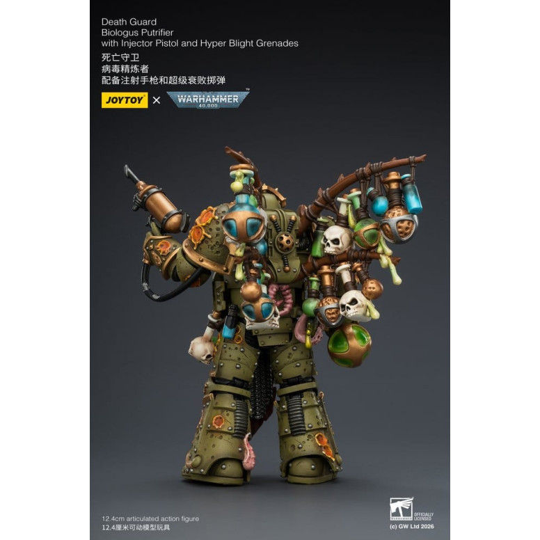 Joytoy - Guardia de la Muerte - Biologus Putrifier con pistola inyectora y granadas Hyper Blight 1/18 - Warhammer 40k