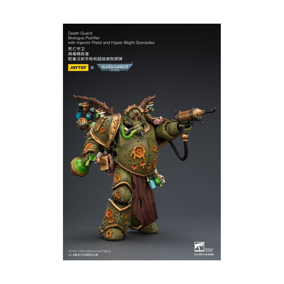 Joytoy - Guardia de la Muerte - Biologus Putrifier con pistola inyectora y granadas Hyper Blight 1/18 - Warhammer 40k