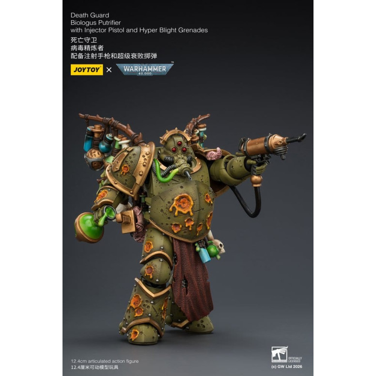 Joytoy - Guardia de la Muerte - Biologus Putrifier con pistola inyectora y granadas Hyper Blight 1/18 - Warhammer 40k