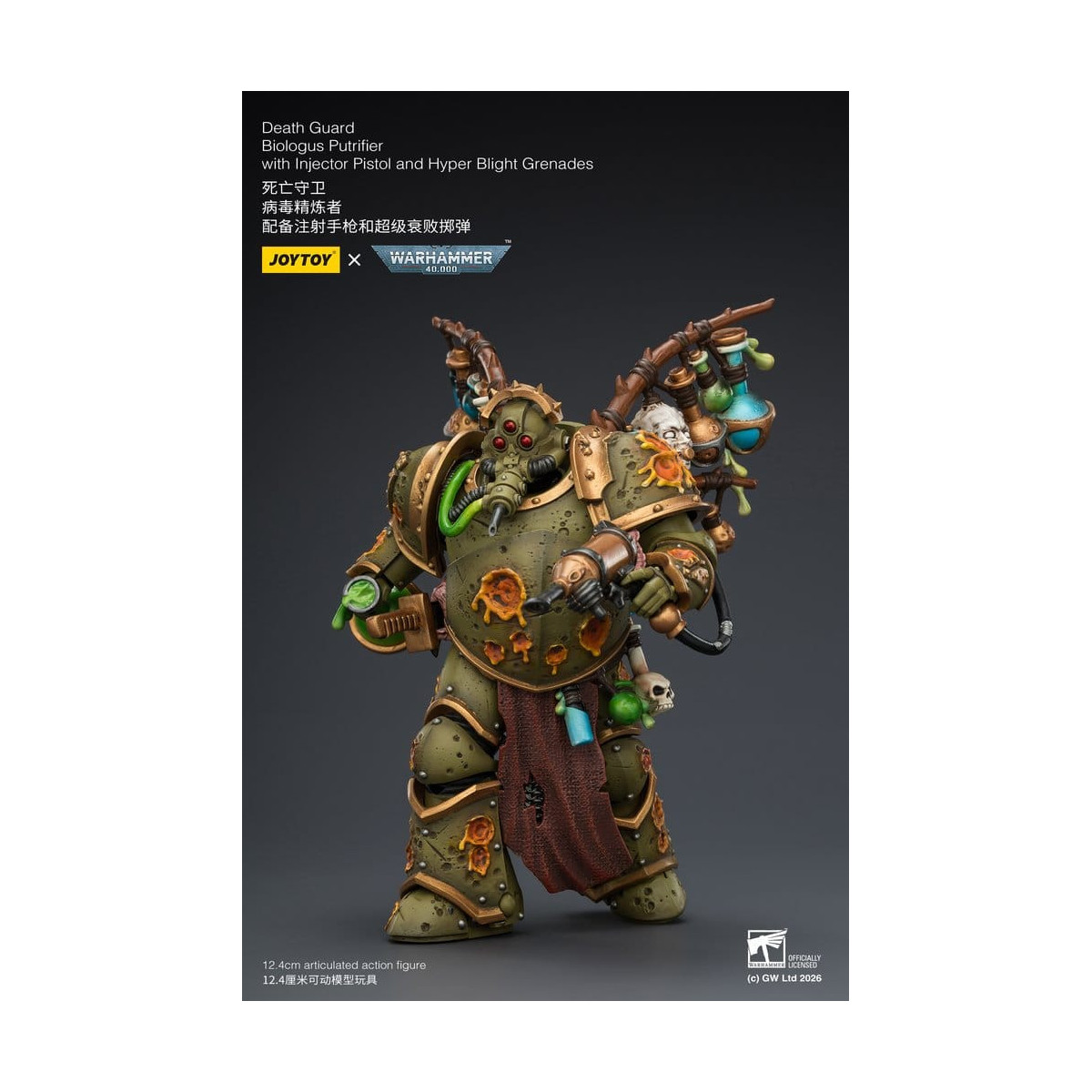 Joytoy - Guardia de la Muerte - Biologus Putrifier con pistola inyectora y granadas Hyper Blight 1/18 - Warhammer 40k