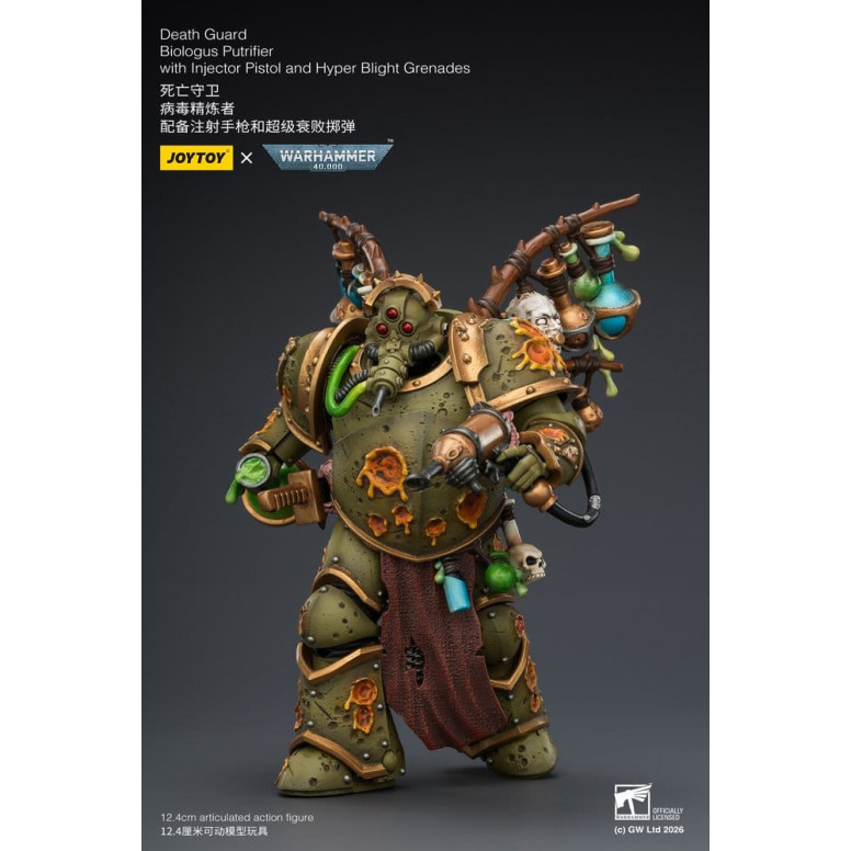 Joytoy - Guardia de la Muerte - Biologus Putrifier con pistola inyectora y granadas Hyper Blight 1/18 - Warhammer 40k