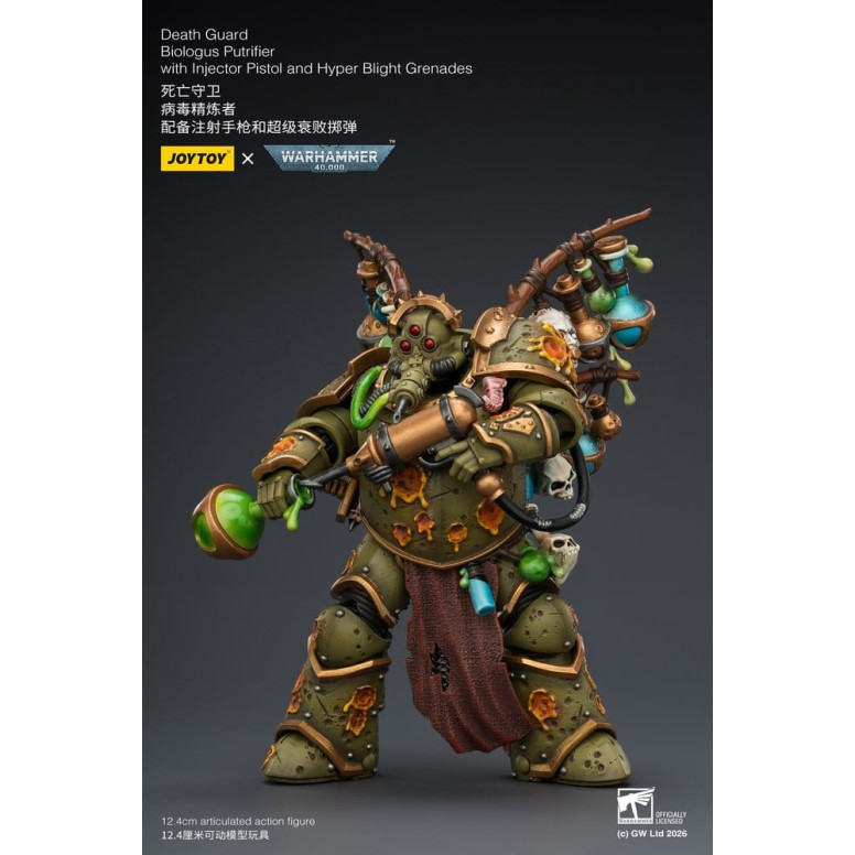 Joytoy - Guardia de la Muerte - Biologus Putrifier con pistola inyectora y granadas Hyper Blight 1/18 - Warhammer 40k