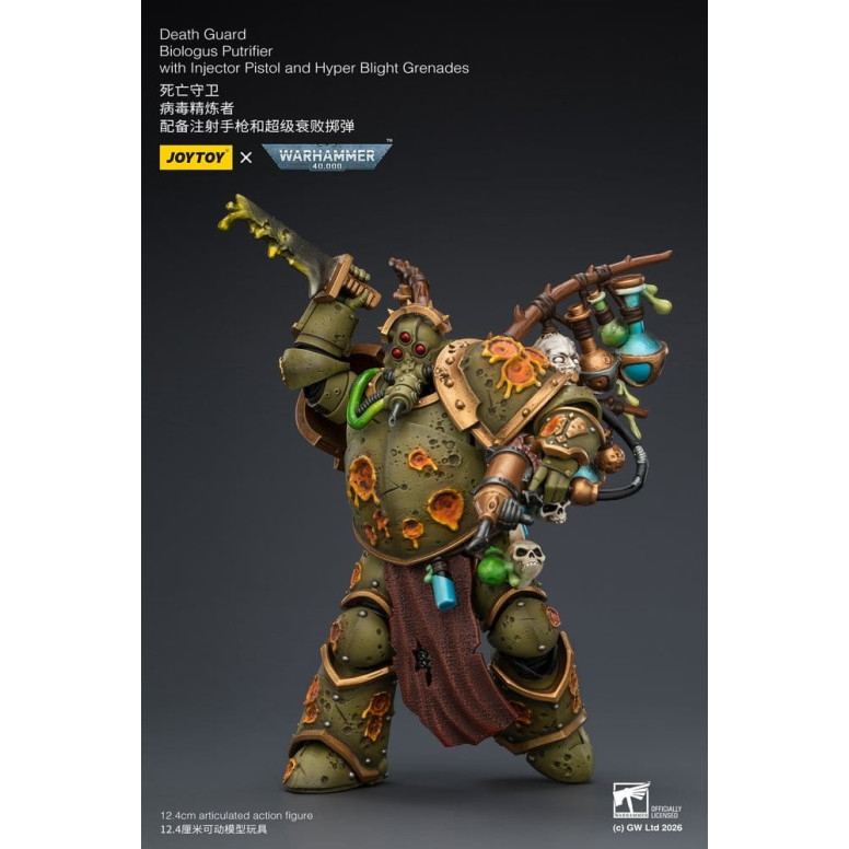 Joytoy - Guardia de la Muerte - Biologus Putrifier con pistola inyectora y granadas Hyper Blight 1/18 - Warhammer 40k