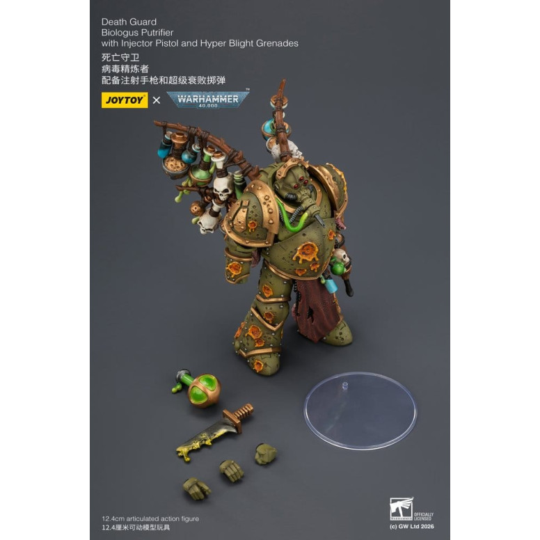 Joytoy - Guardia de la Muerte - Biologus Putrifier con pistola inyectora y granadas Hyper Blight 1/18 - Warhammer 40k