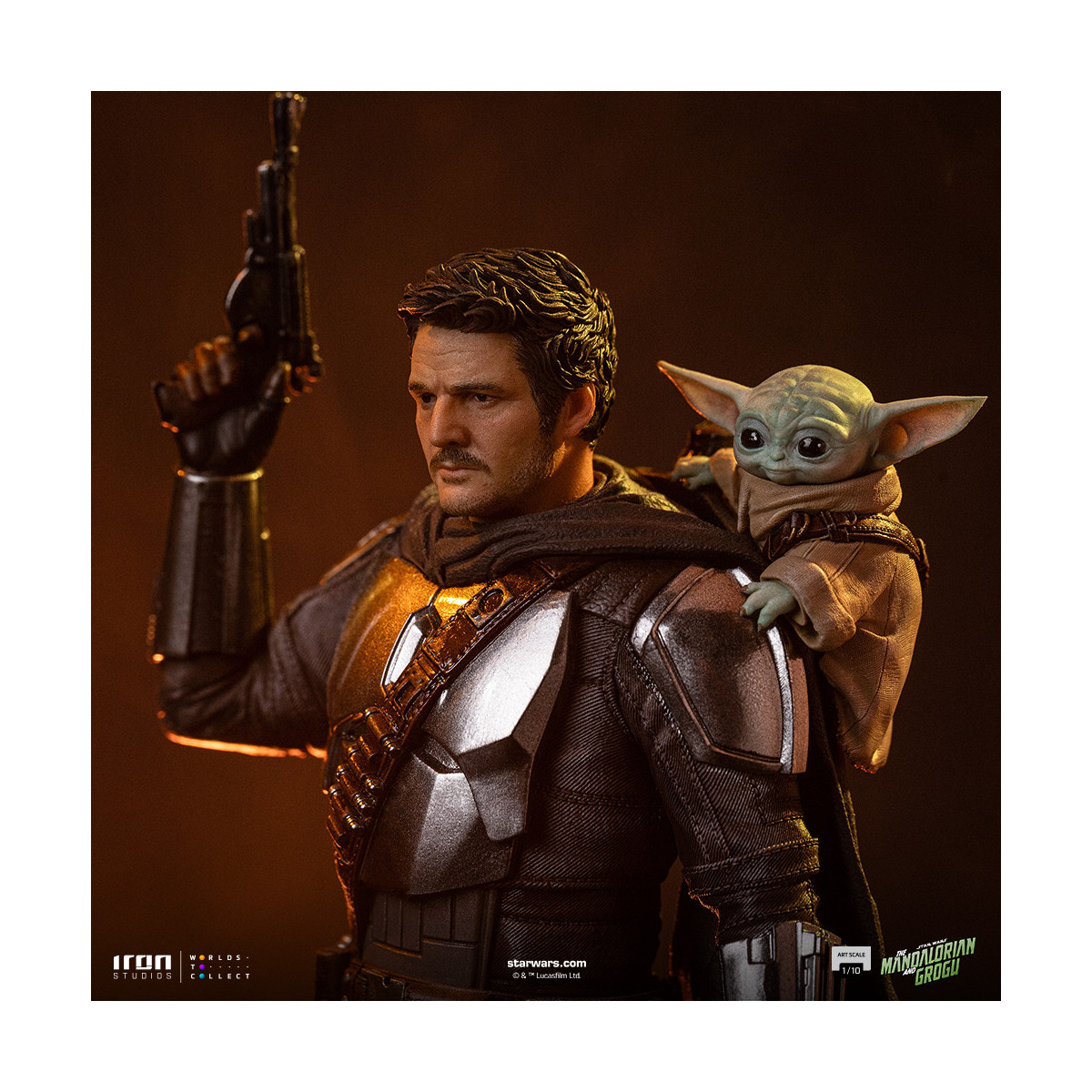 Iron Studios Star Wars - El Mandaloriano y Grogu Arte Escala 1/10 - El Mandaloriano y Grogu Película