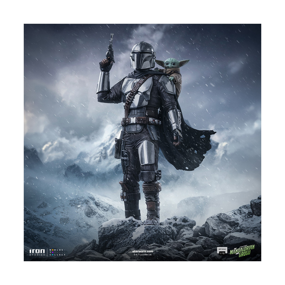 Iron Studios Star Wars - El Mandaloriano y Grogu Arte Escala 1/10 - El Mandaloriano y Grogu Película