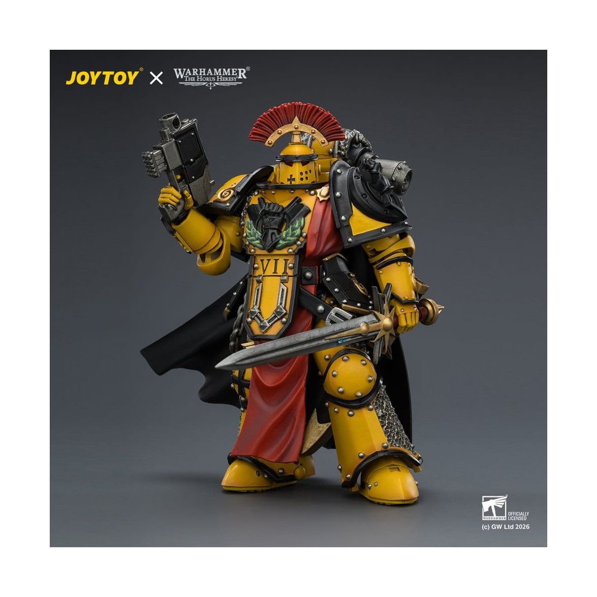 Joytoy - Warhammer - Imperial Fists - Pretor de la Legión en Armadura Mk III con Espada de Poder y Pistola de Proyectiles - La H
