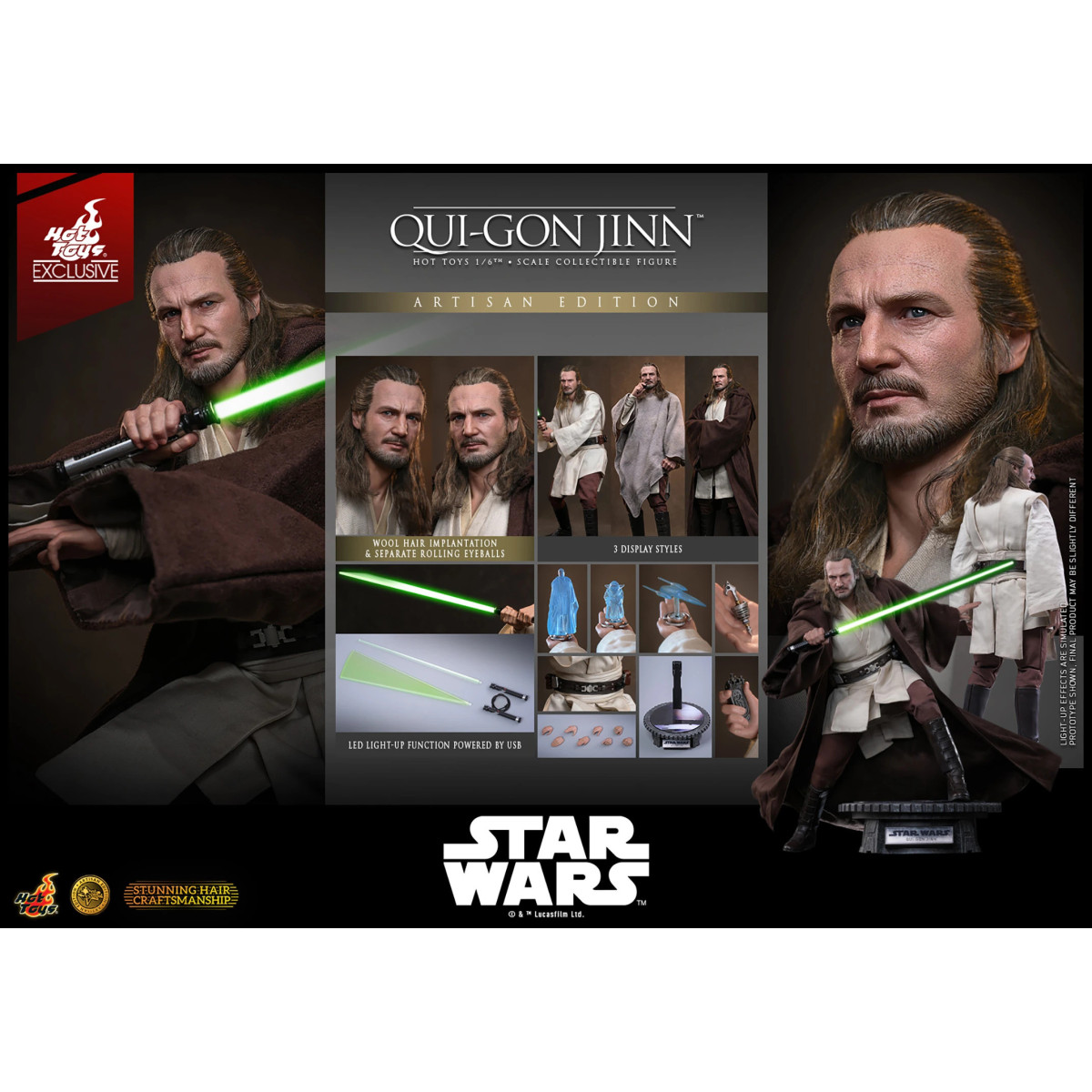 Hot Toys Star Wars La Amenaza Fantasma - Qui-Gon Jinn (Artisan Edition) 1/6 MMS881