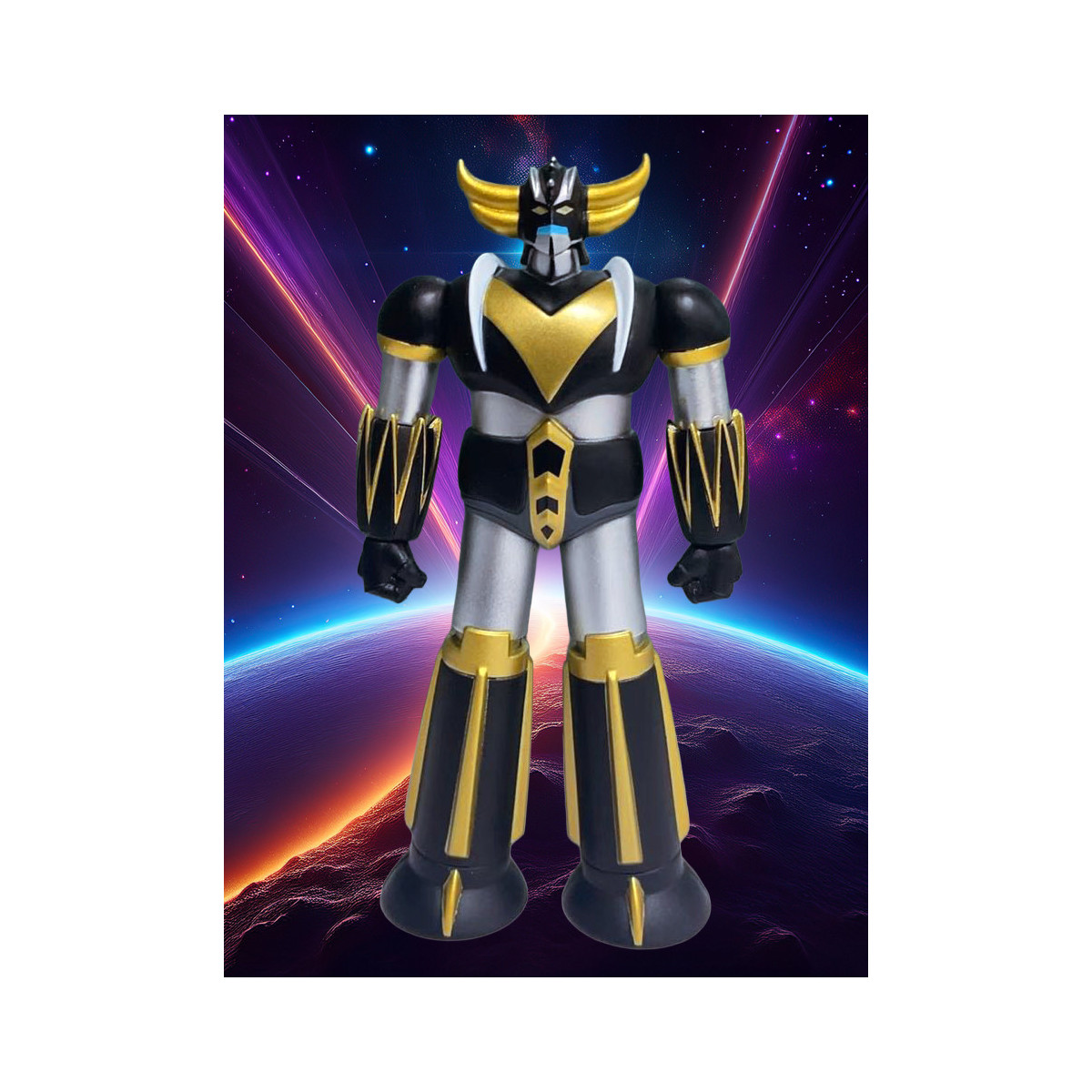 HL Pro - Grendizer Mini Metal Fabbrica Negro y Oro Exclusivo Coleccionista Figurita - Ufo Robot Grendizer