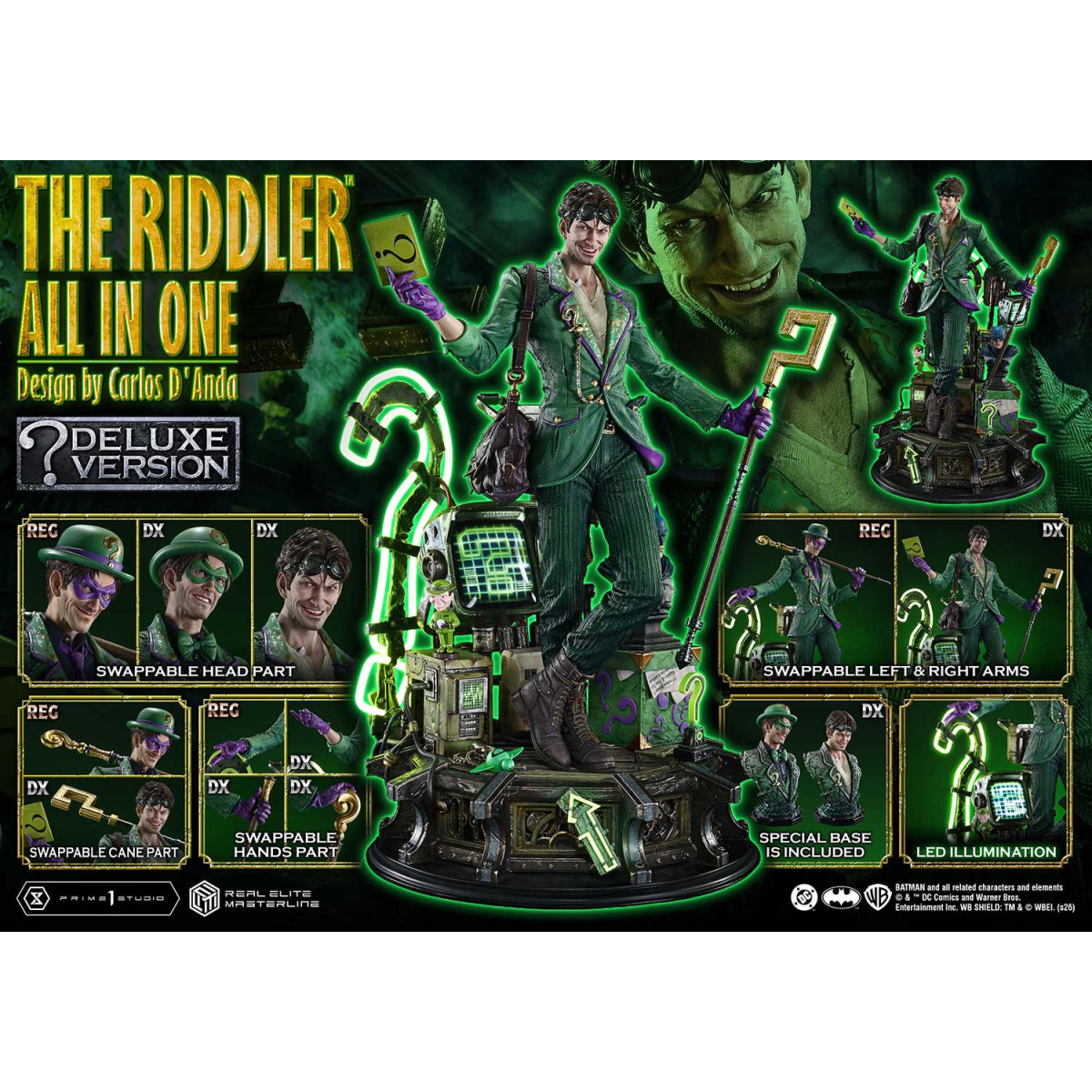 Prime 1 Studio - The Riddler All In One (Diseño de Carlos D'Anda) Versión DX Bonus - Real Elite Masterline Series 1/3