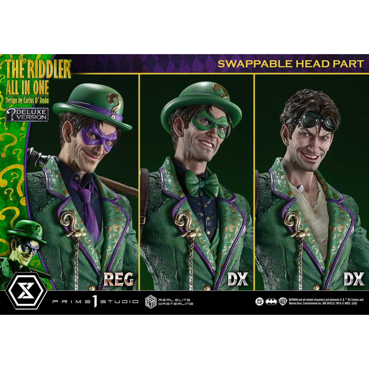 Prime 1 Studio - The Riddler All In One (Diseño de Carlos D'Anda) Versión DX Bonus - Real Elite Masterline Series 1/3