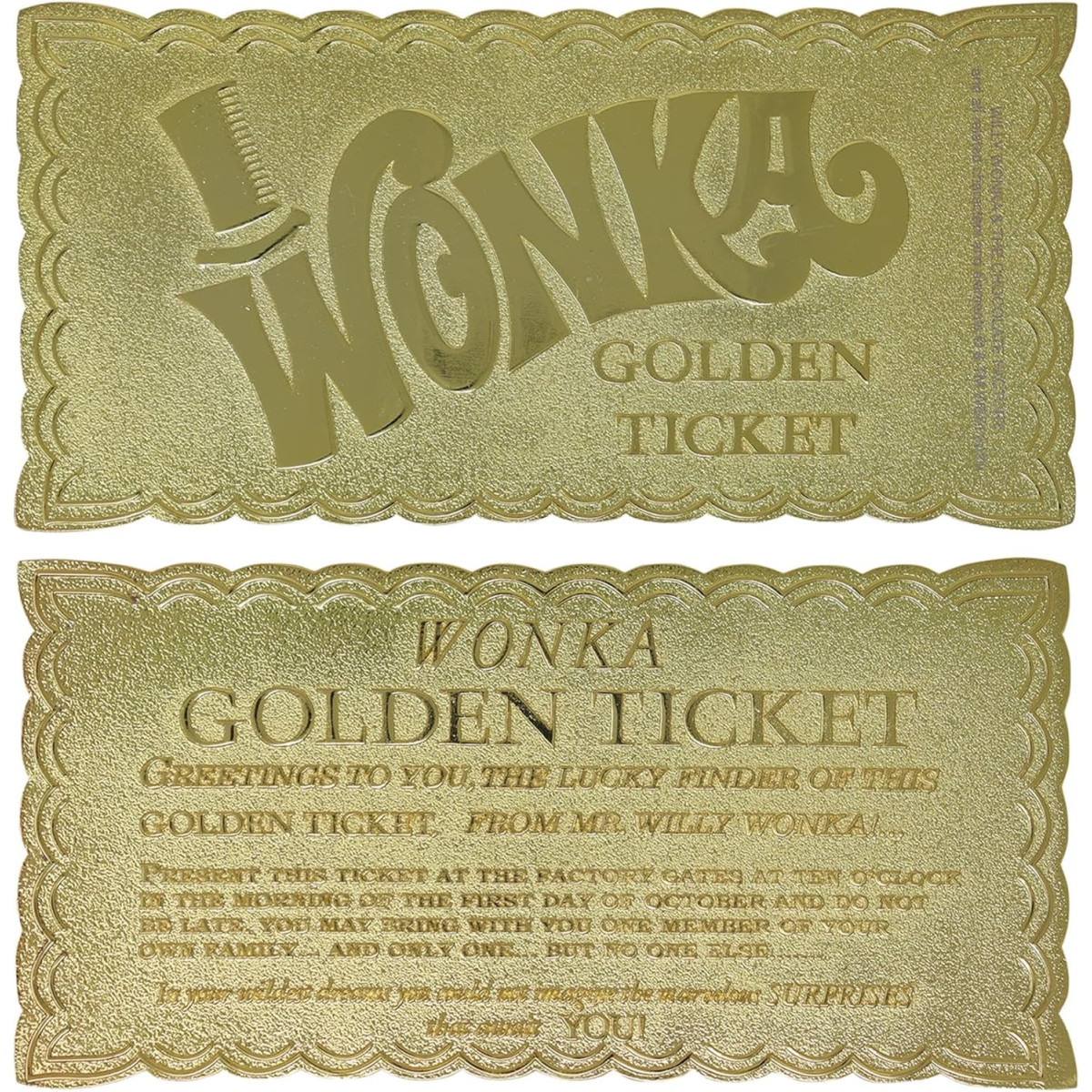 FaNaTtiK - Réplica de «Willy Wonka y la fábrica de chocolate», edición de coleccionista «Golden Ticket»