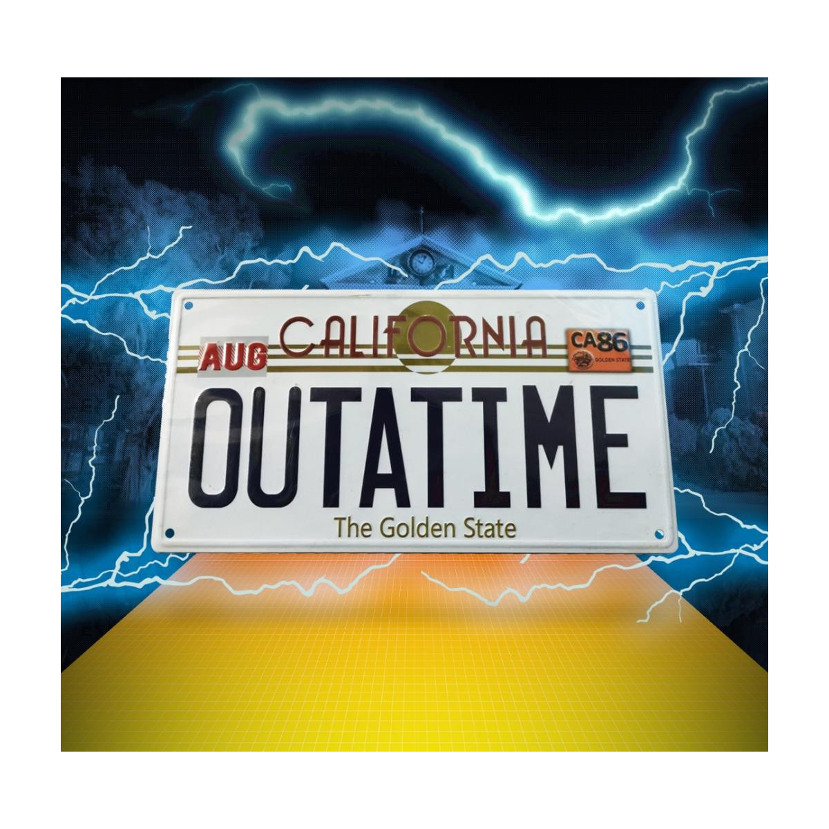 FaNaTtiK - Letrero metálico con réplica de la matrícula de «Regreso al futuro» - Matrícula del DeLorean «OUTATIME»