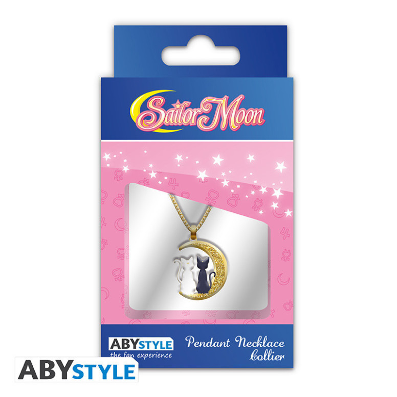 ABYstyle - Sailor Moon Collar con colgante «Gatos en la luna» - Luna y Artemisa