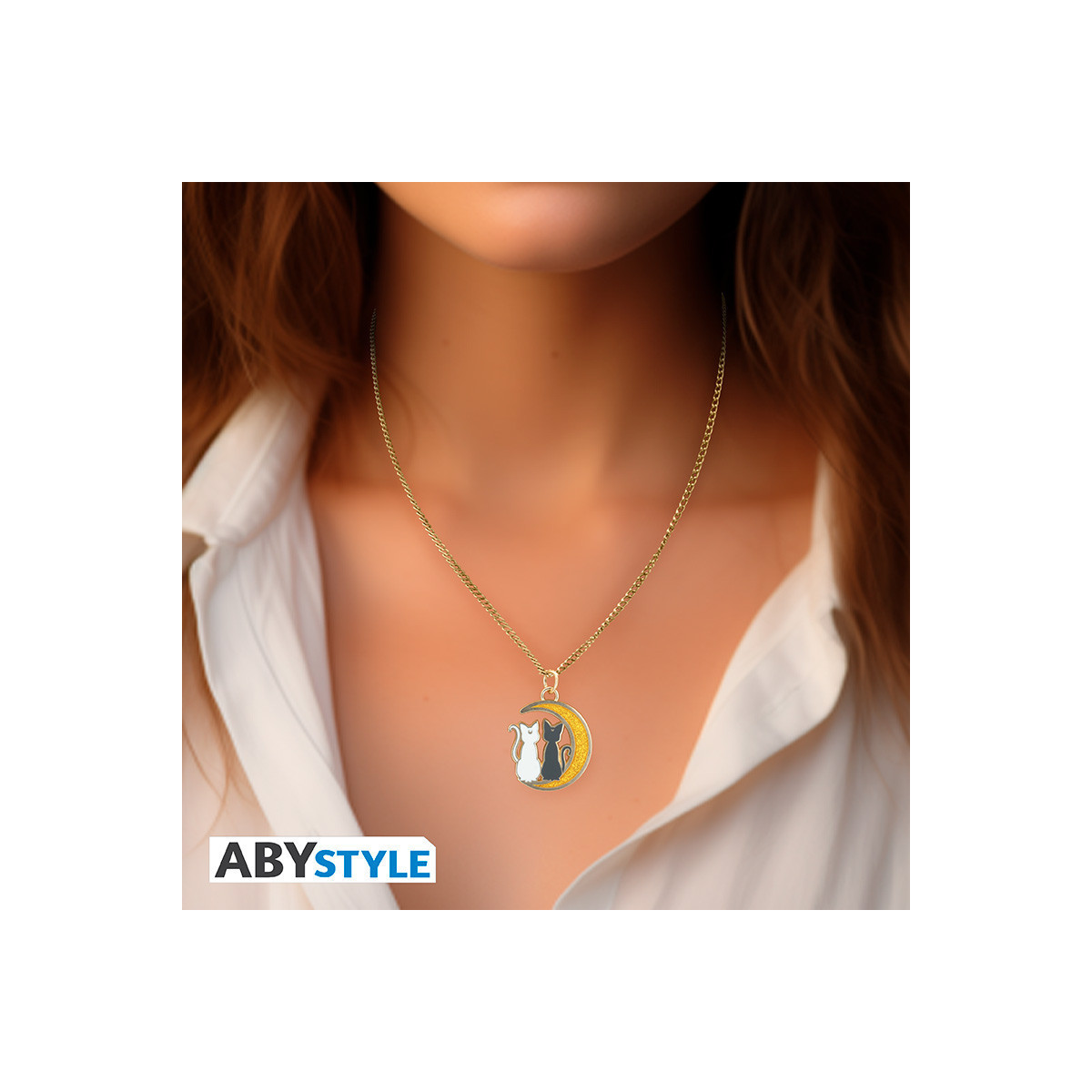 ABYstyle - Sailor Moon Collar con colgante «Gatos en la luna» - Luna y Artemisa