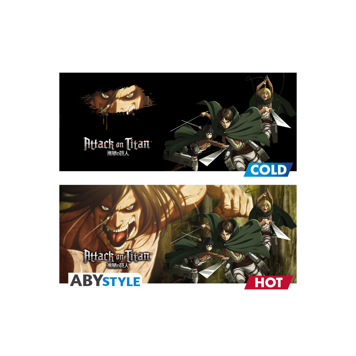 ABYstyle - Taza termorreactiva de «Attack on Titan» con Eren Titan, temporada 3