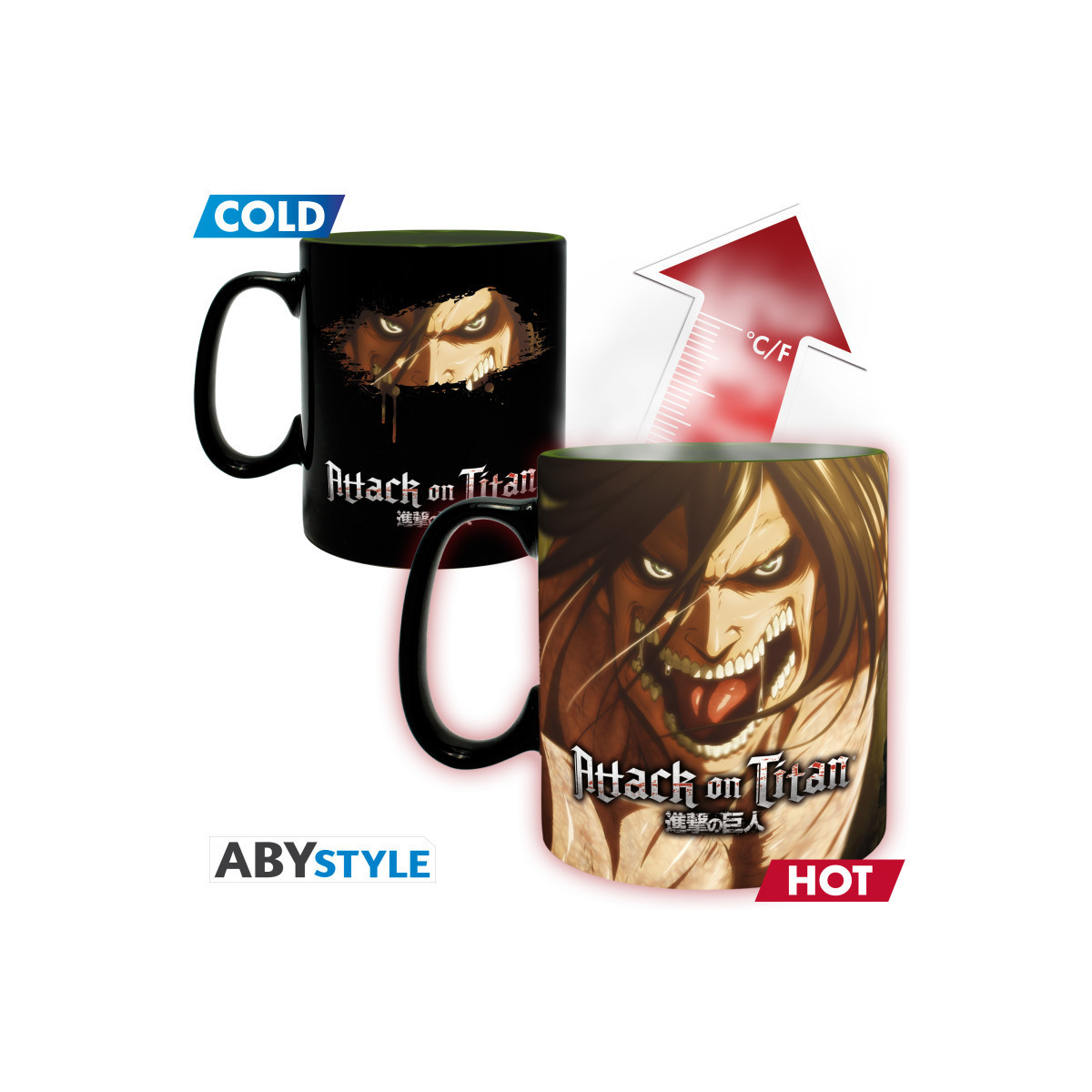 ABYstyle - Taza termorreactiva de «Attack on Titan» con Eren Titan, temporada 3