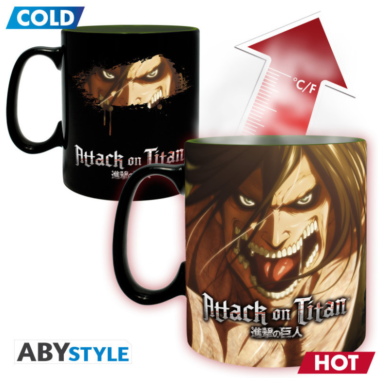 ABYstyle - Taza termorreactiva de «Attack on Titan» con Eren Titan, temporada 3