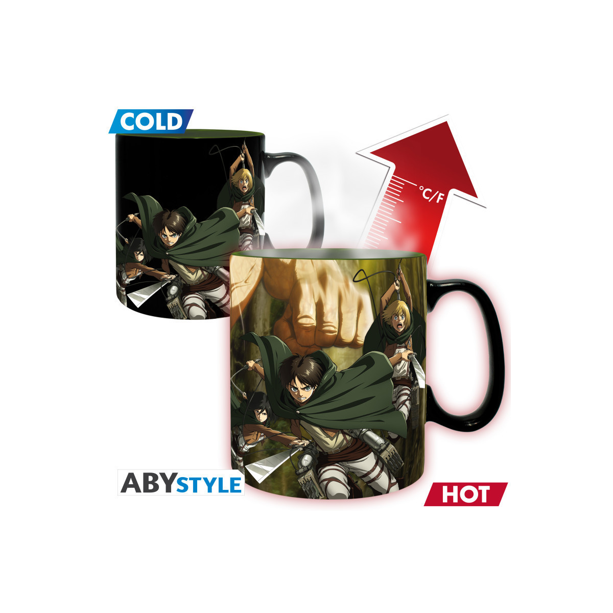ABYstyle - Taza termorreactiva de «Attack on Titan» con Eren Titan, temporada 3