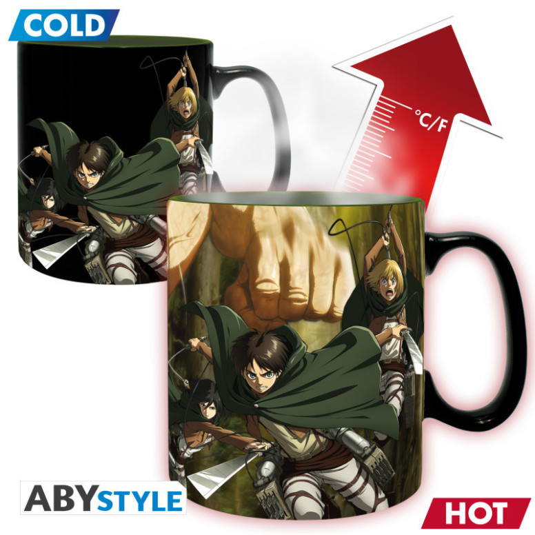 ABYstyle - Taza termorreactiva de «Attack on Titan» con Eren Titan, temporada 3