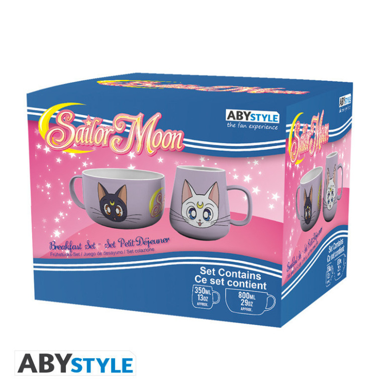 ABYstyle - Sailor Moon Set de desayuno: taza + cuenco Luna & Artemis