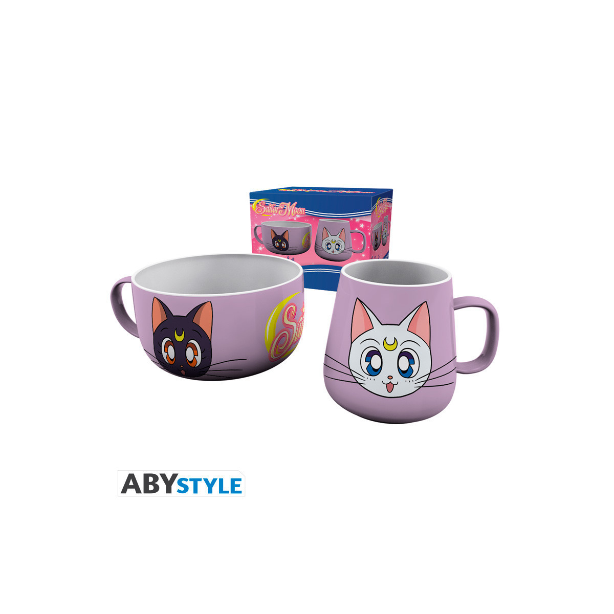 ABYstyle - Sailor Moon Set de desayuno: taza + cuenco Luna & Artemis