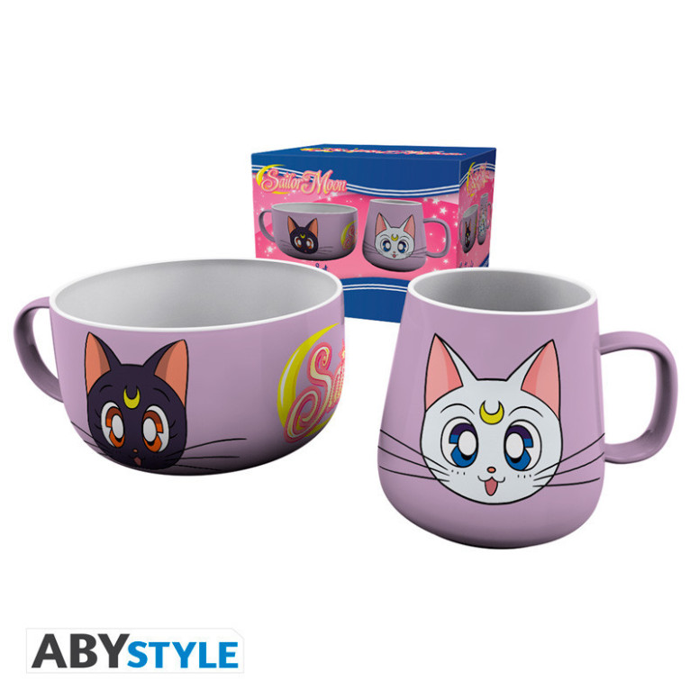 ABYstyle - Sailor Moon Set de desayuno: taza + cuenco Luna & Artemis