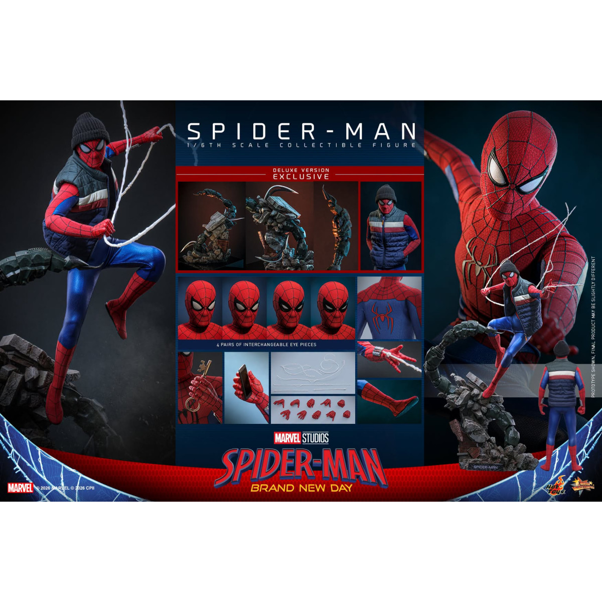 Hot Toys - Spider-Man, versión de lujo a escala 1/6, MMS893 - Marvel's Spider-Man: Brand New Day