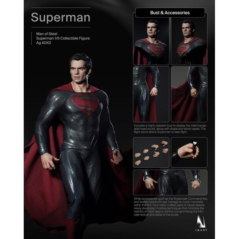 INART -  Figura coleccionable de Superman, a escala 1/6 - Man of Steel (2013)
