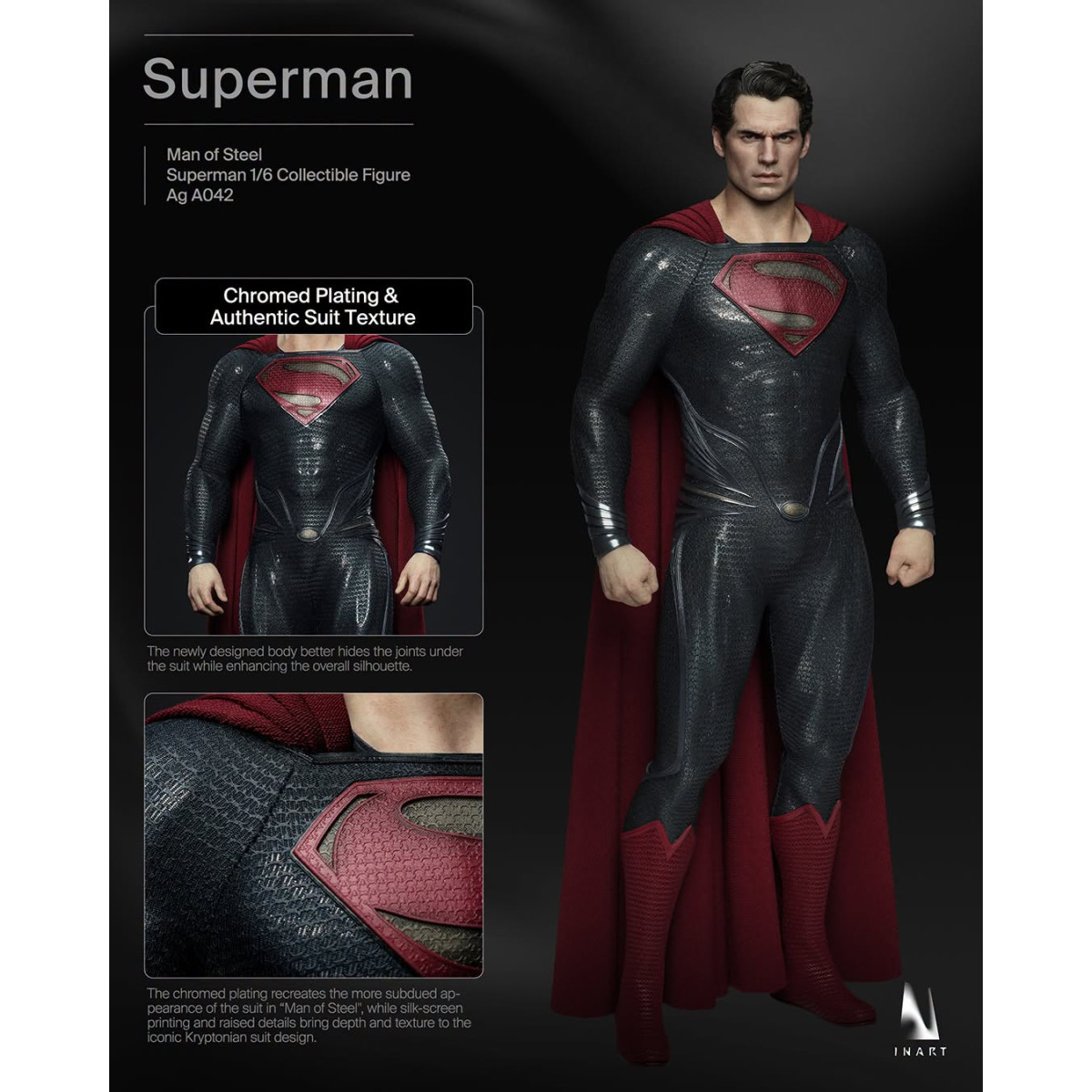 INART -  Figura coleccionable de Superman, a escala 1/6 - Man of Steel (2013)