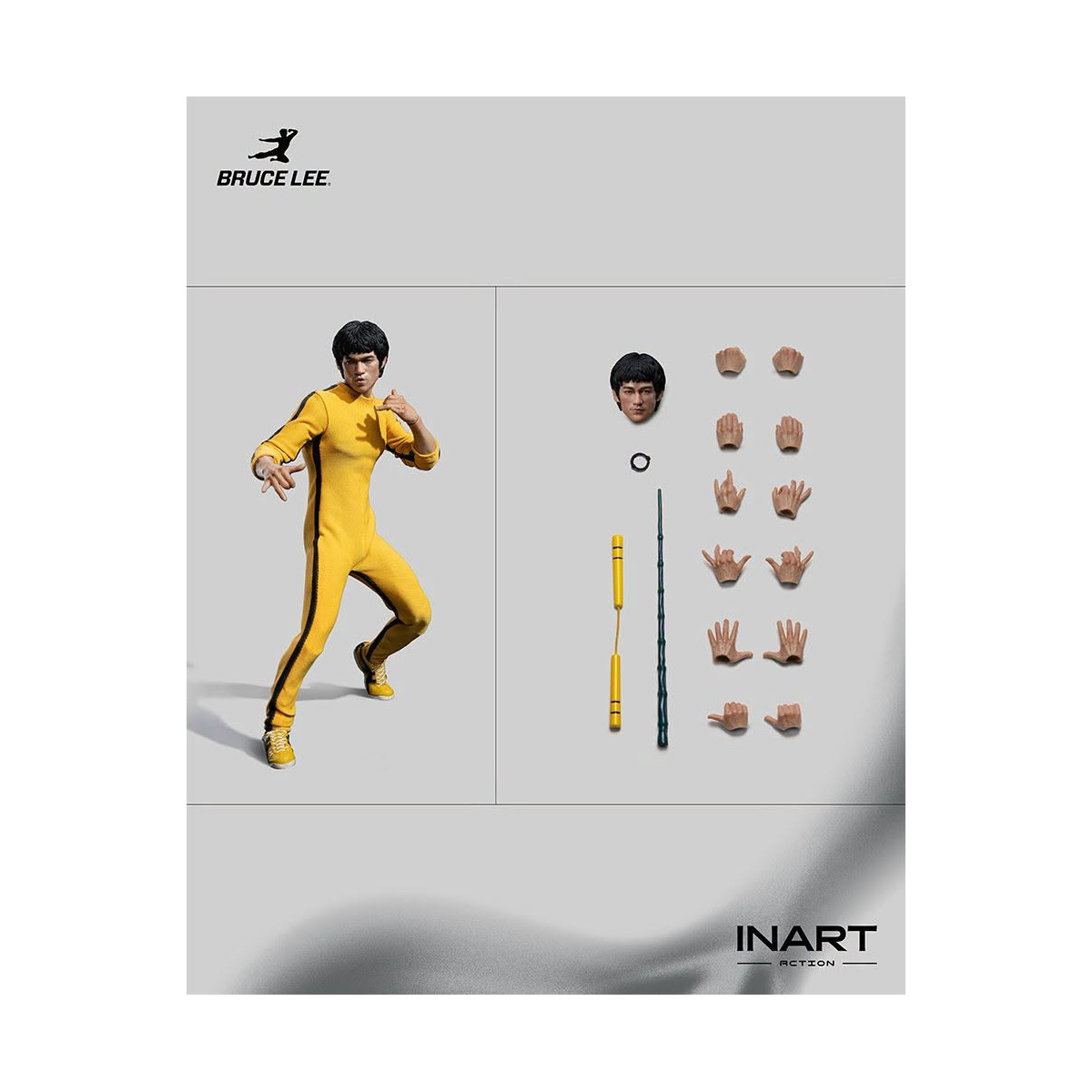 INART - Bruce Lee (Mono amarillo) Figura de acción a escala 1/12 - El juego de la muerte