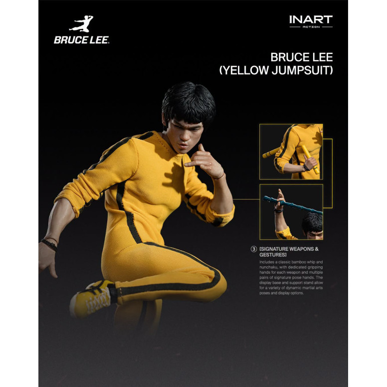INART - Bruce Lee (Mono amarillo) Figura de acción a escala 1/12 - El juego de la muerte